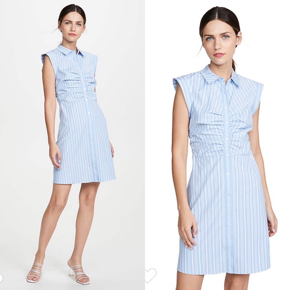 NWT $450 Veronica Beard Ferris Ruched Shirt Dress
